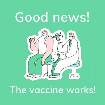 Vaccine development editable template psd for covid 19 social media post doodle illustration
