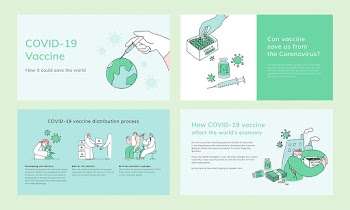 Vaccine development editable templates psd for covid 19 presentation doodle illustration