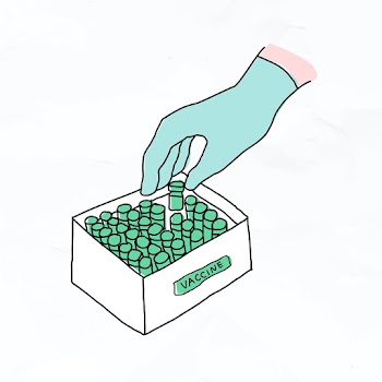 Vaccine distribution psd doodle illustration