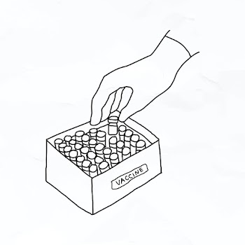 Vaccine distribution vector doodle illustration