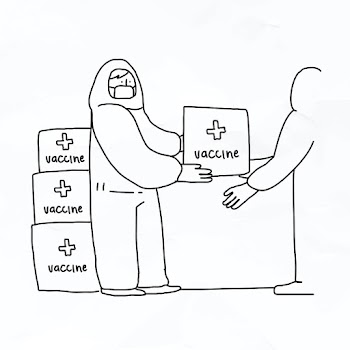 Vaccine distributor vector clinical trial doodle illustration