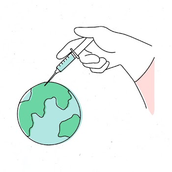 Vaccine injection vector clinical trial doodle illustration