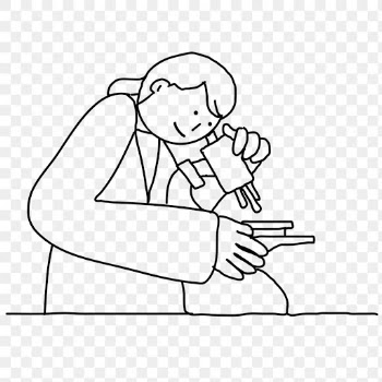 Vaccine study png doodle illustration with researcher character