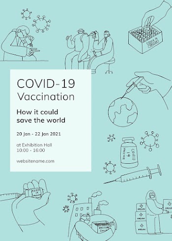 Vaccine study poster editable template vector for covid 19 doodle illustration