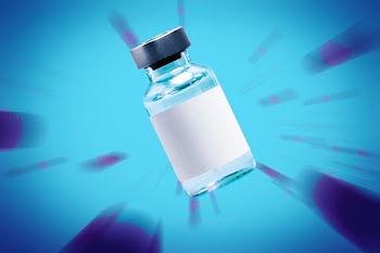 Vaccine vial with a needle syringe