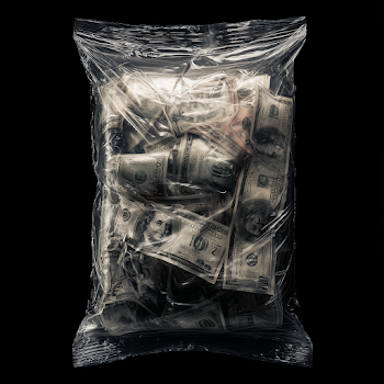 Vacuum-Sealed Bag of US Dollar Bills