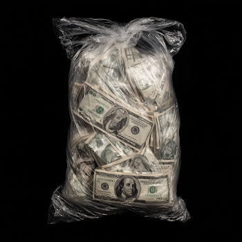 Vacuum-Sealed Bag of US Dollars