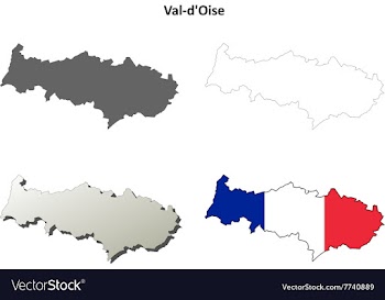 Val-dOise Ile-de-France outline map set vector image