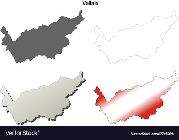 Valais blank detailed outline map set vector image