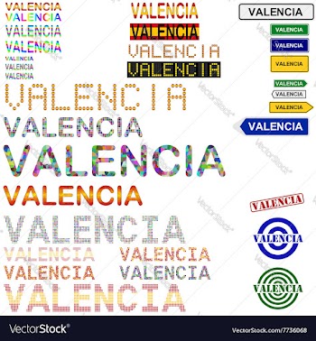 Valencia text design set vector image