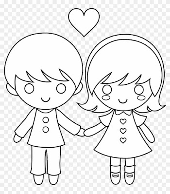 Valentine's Day Clipart Love Child - Draw A Little Boy And Girl Holding Hands