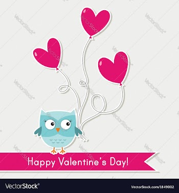  					Valentine card with cute owl vector image														