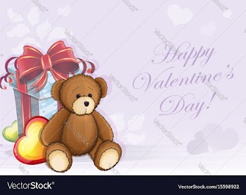 Valentine card with teddy bear vector image