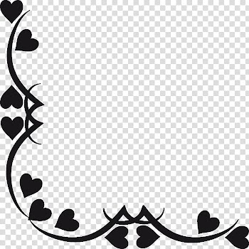 Valentine Day Corners, black heart boarder transparent background PNG clipart