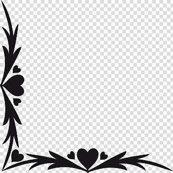 Valentine Day Corners, black heart boarder transparent background PNG clipart