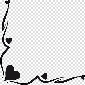 Valentine Day Corners, black heart digital border transparent background PNG clipart