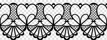 Valentine day lace, black heart line illustration transparent background PNG clipart