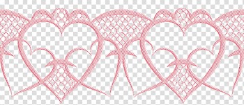 Valentine day lace, pink heart trim decor transparent background PNG clipart