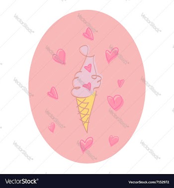  					Valentine Day love ice cream doodle vector image														