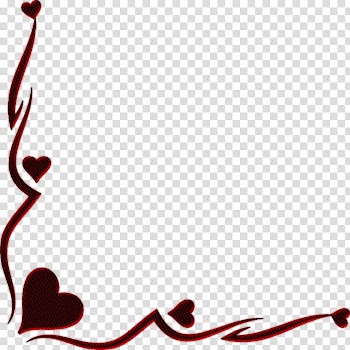 Valentine Day, red and black hearts border transparent background PNG clipart