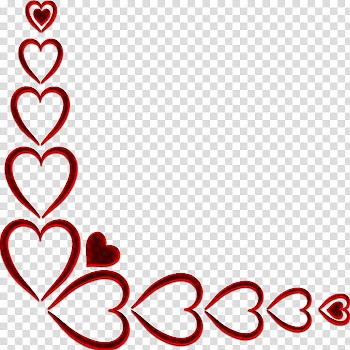 Valentine Day, red heart border transparent background PNG clipart