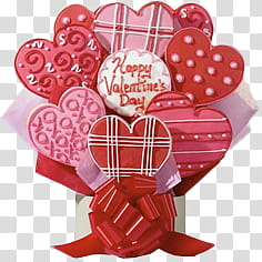 Valentine day  s, valentine candies with red ribbon transparent background PNG clipart