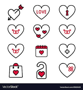 valentine doodle elements set