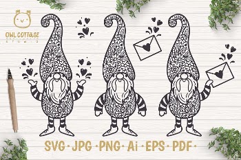 Valentine Gnomes svg , Valentine's Day Svg, Gnome with flor
