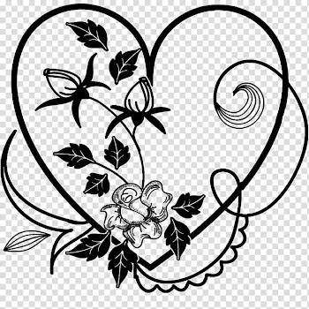 Valentine heart brushes, black and white abstract painting transparent background PNG clipart