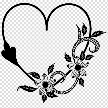 Valentine heart brushes, black and white abstract painting transparent background PNG clipart
