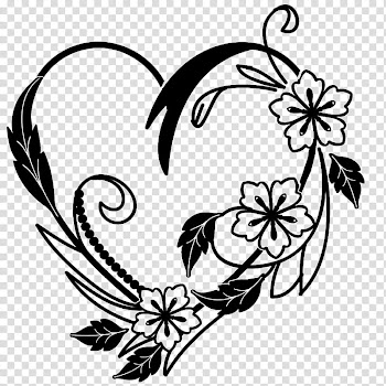 Valentine heart brushes, black and white abstract painting transparent background PNG clipart