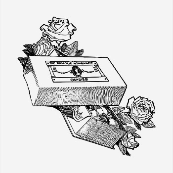 Valentine's chocolate, rose clipart, vintage | Free Vector - rawpixel