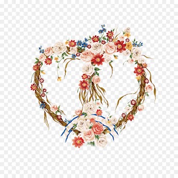 Valentine's Day Border Flowers Heart Floral design - Red Dream Romantic Wreath Decorative Patterns 
