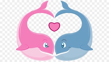 Valentine's Day couple Heart Clip art - Valentine's Day Whales Couple PNG Clipart Image 