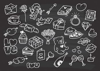 Valentine's day doodle set with chalkboard background