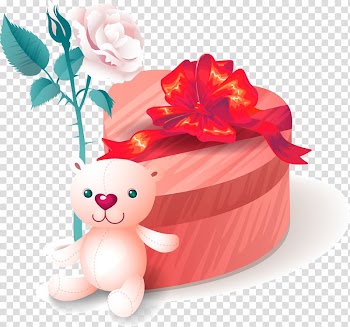 Valentine's Day Gift Greeting & Note Cards , Christmas gift box Valentine Bear Rose transparent background PNG clipart