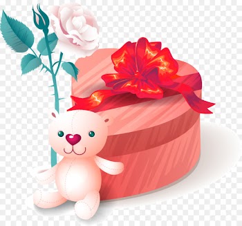 Valentine's Day Gift Greeting & Note Cards Clip art - Vector Christmas gift box Valentine Bear Rose 