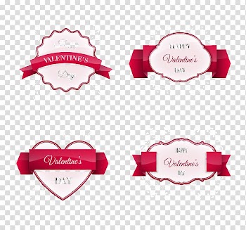 Valentine's Day Label Paper Euclidean , 4 Valentine Ribbon label material transparent background PNG clipart
