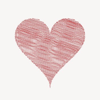 Valentine's heart scribble sticker, love | Free PSD - rawpixel