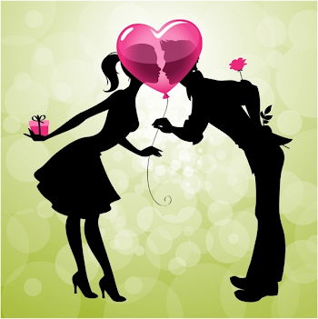 Valentine39s day cartoon couple kissing silhouette vector Free ...