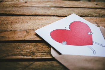 Valentines card on a wooden box 2