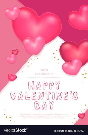 valentines day 3d red and pink hearts