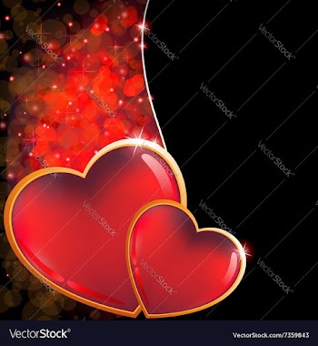 Valentines day background with two hearts vector image
