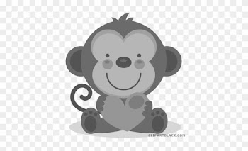 Valentines Day Bear Animal Free Black White Clipart - Baby Shower Monkey Png