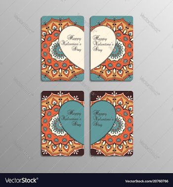 Valentines day cards with mandala vector image