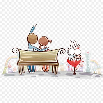 Valentines Day Cartoon Clip art - Couple in love 