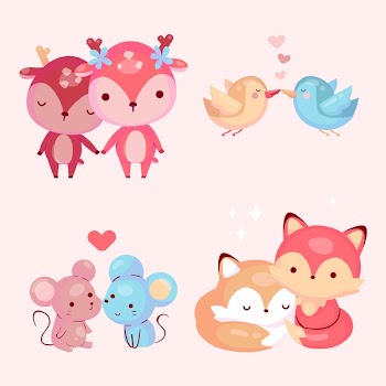 Valentines day couple collection Free Vector