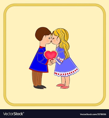 Valentines Day Cute figure children and hearts vector image