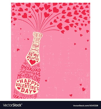  					Valentines day hand drawn champagne hearts vector image														