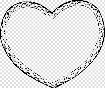Valentines Day Heart Black and white , Lace heart-shaped mirror transparent background PNG clipart